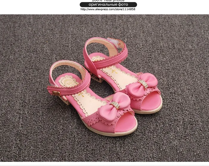 Rhinestone Princesse Girls Leather Sandals Summer Fashion Dancing Flower Diamond Bowknot Sandal Elsa Shoes Ninas Chaussure Fille 444 (4)
