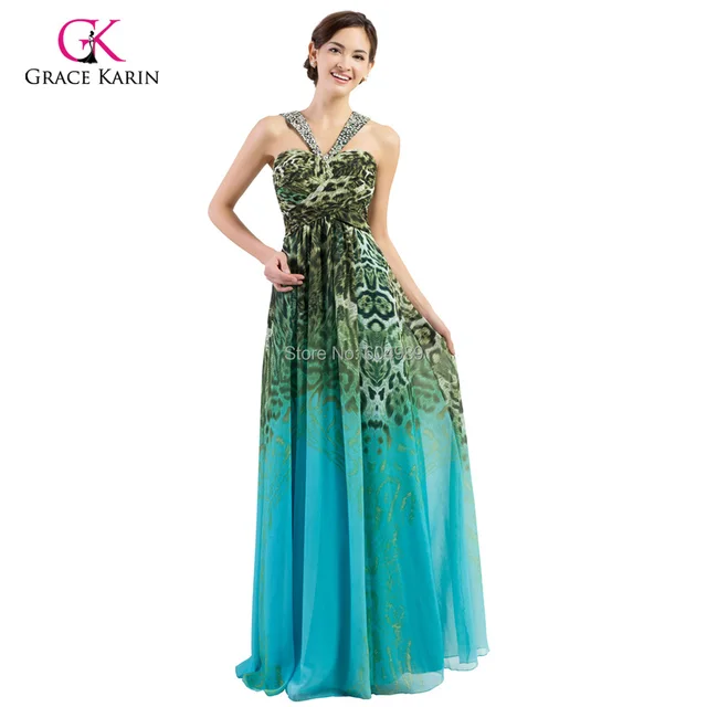 Turquoise Leopard Print Prom Dresses