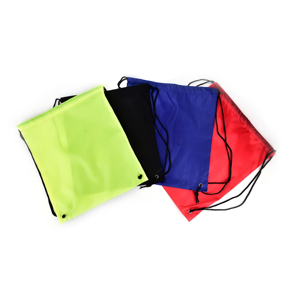 1PCS simple Solid bag back bag for travel drawstring bag for books shoes Portable sack cheap polyester nylon drawstring backpack