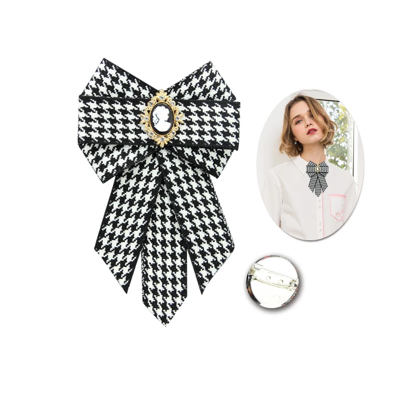 3 Design Trendy Ribbon Bow Brooches Portrait Rhinestone Inlay 9.5*15CM