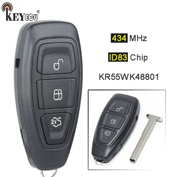 

KEYECU 434MHz 4D63 ID83 Chip KR55WK48801 Replacemet Remote Key Fob 3 Button for Ford C-Max Focus Grand C-Max Mondeo Kuga S-Max