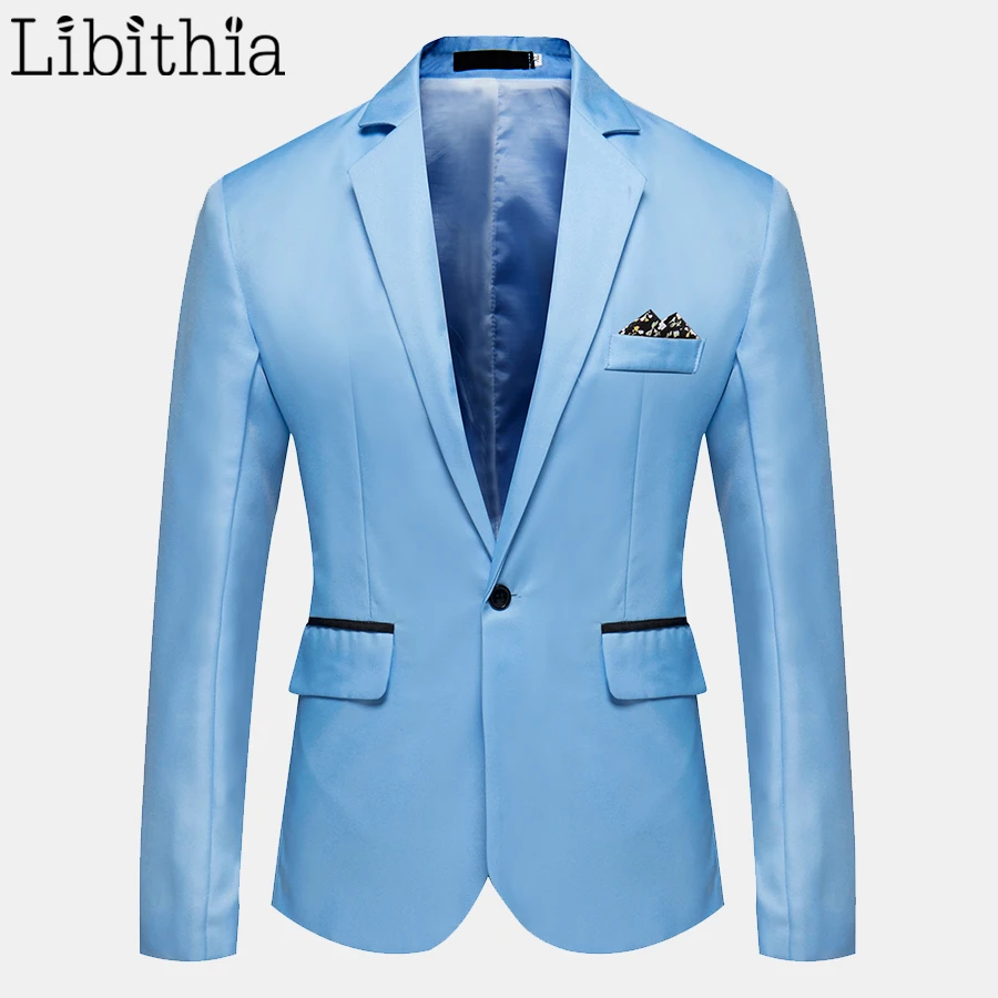 

Men Casual Suit Blazers One Button Big Size M-6XL Red Pink Sky Blue Grey Black Navy Black B6