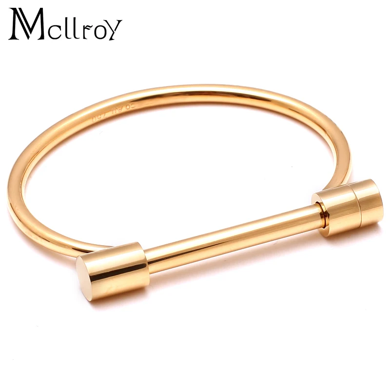 Buy Mcllroy bangles men for women stainless steel love cuff bracelets bangles charm luxury gold rose gold bangle jewelry pulseiras