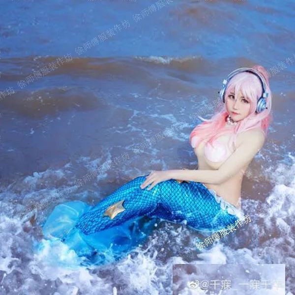 

[Customized] Anime Super Sonico Sonico Mermaid Tail Outfit Cosplay Costume Any Size Women Halloween Free Shipping 2019 New