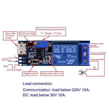 

Smart Electronics 5V-30V Micro USB Power Adjustable Delay Relay Timer Control Module Trigger Delay Switch