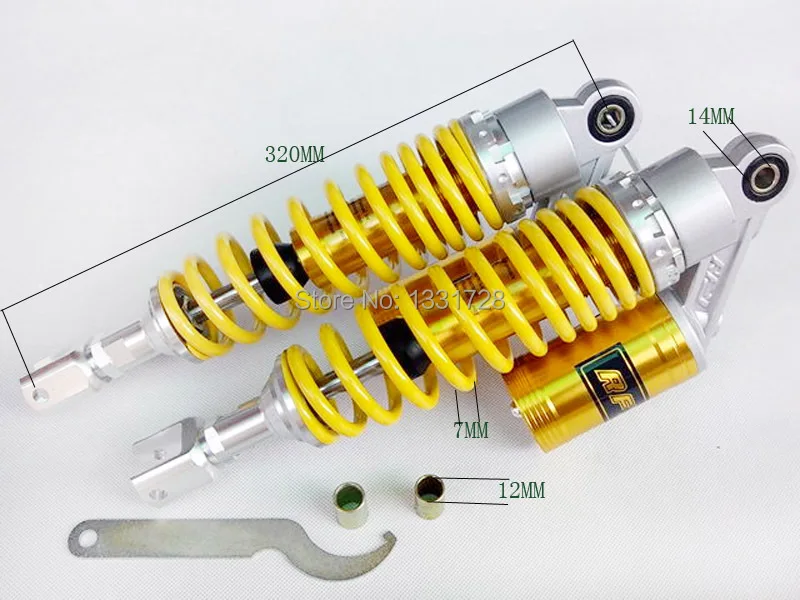 Желтый RFY воздушный газ 320 мм амортизатор для 50cc, 75cc, 90cc, 125cc, 150cc, 250cc, 300cc Quad велосипеды грязи, Gokart, ATV, мотоцикл