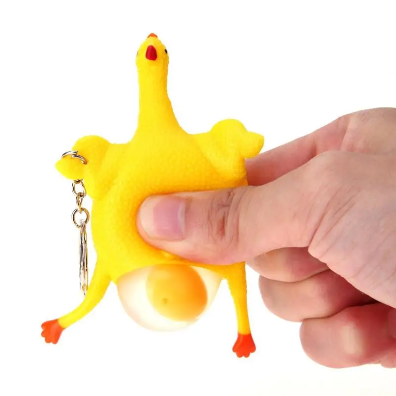 Новинка Забавные сжимающие хитрые игрушки-гаджеты выжатые куриные яйца несушки с кольцом для ключей облегчение стресса милые подарки
