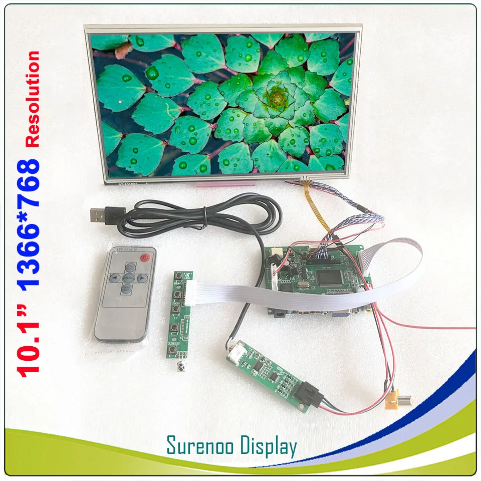 

10.1" 1366*768 LCD Module Monitor Display Screen with HDMI/VGA/2AV Board and Resistive Touch Panel Audio Output