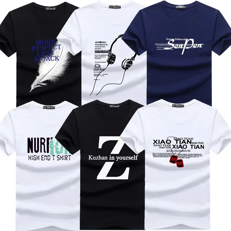 

TEXIWAS 6Pcs New Fashion Brand Trend Print Slim Fit T Shirt Men Tee O-Neck Casual Men T-Shirt Cotton T Shirts Plus Size M-5XL