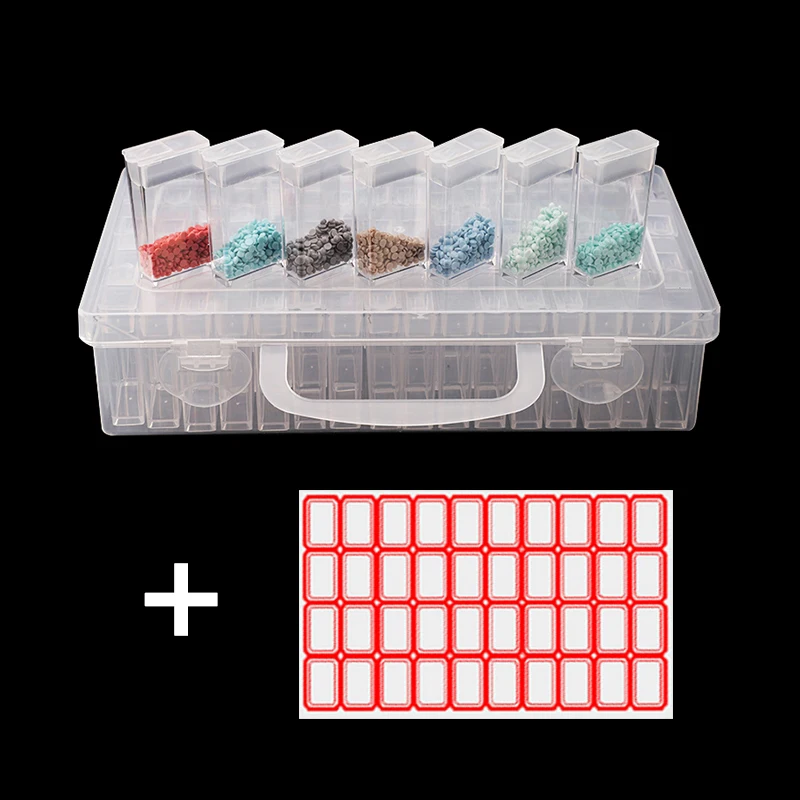

42 Cells Plastic Storage Box and Stickers for Diamond Painting Accessories Tools 42 Bottles Container Box Diamond Embroidery