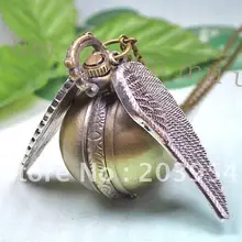 Горячие Оптовые часы Летающий шарик серебряные крылья кварцевые карманные часы для мужчин женщин ожерелье Новая Мужская цепь