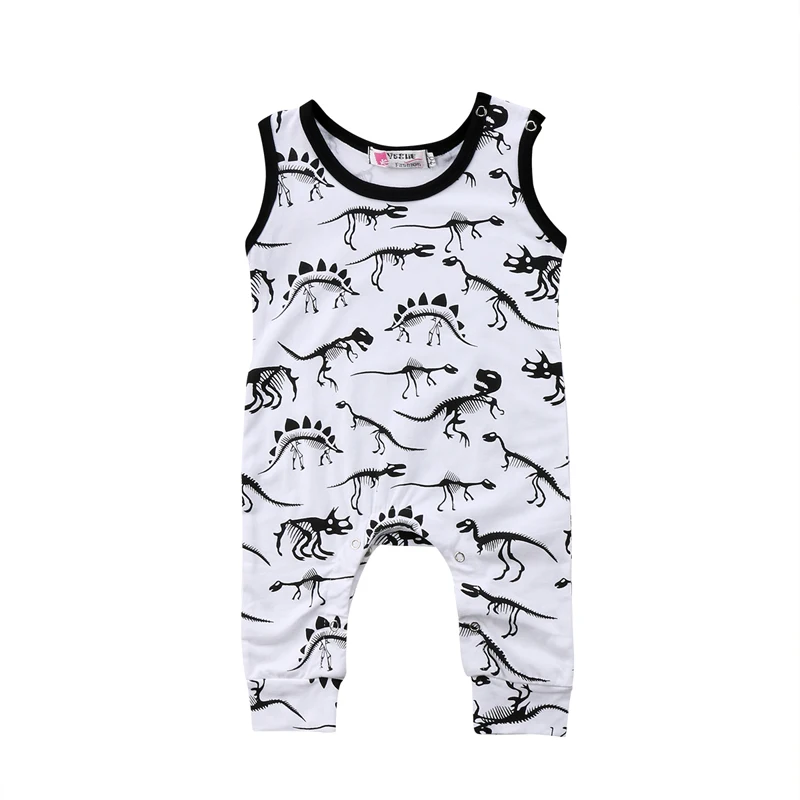 New Fashion Print Dinosaur Romper Newborn Infant Baby Boy Girl Clothes