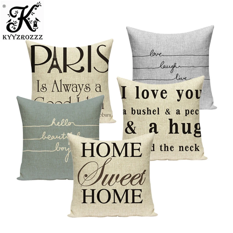 

Letter Print Cushion Cover Decorative Pillow Case Sofa Throw Pillowcase Car Seat Accessories Sweet Home Textile Decor