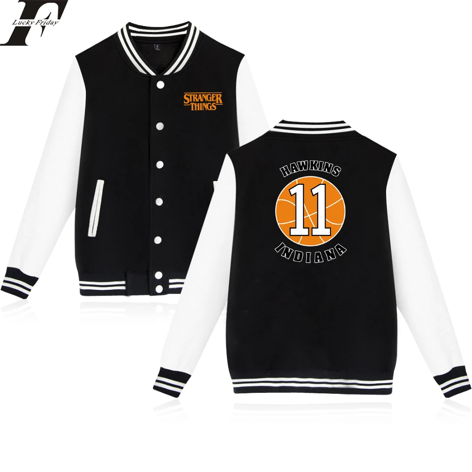 

New Stranger Things Hawkins Indiana 11 print Baseball Jacket men women Sweatshirts coats tops casual long sleeve hoodies jackets
