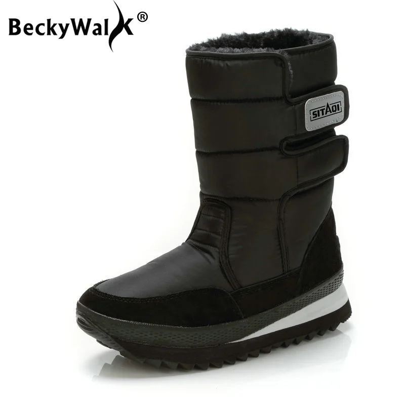 BeckyWalk/черные зимние сапоги женская обувь водонепроницаемые женские ботинки на