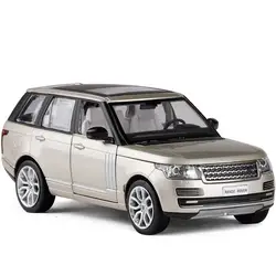 Моделирование 1:24 Range Rover SUV модель автомобиля из сплава, Детская Подарочная модель SUV, звук и свет Вытяните назад металлический игрушечный