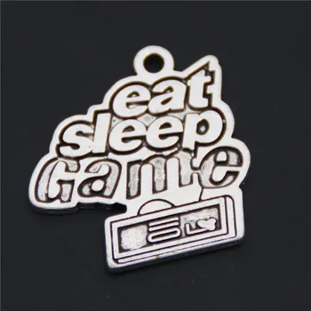 

10pcs Silver Color Eat Sleep Game Pendants Making DIY Handmade Tibetan Silver Color Jewelry A2573