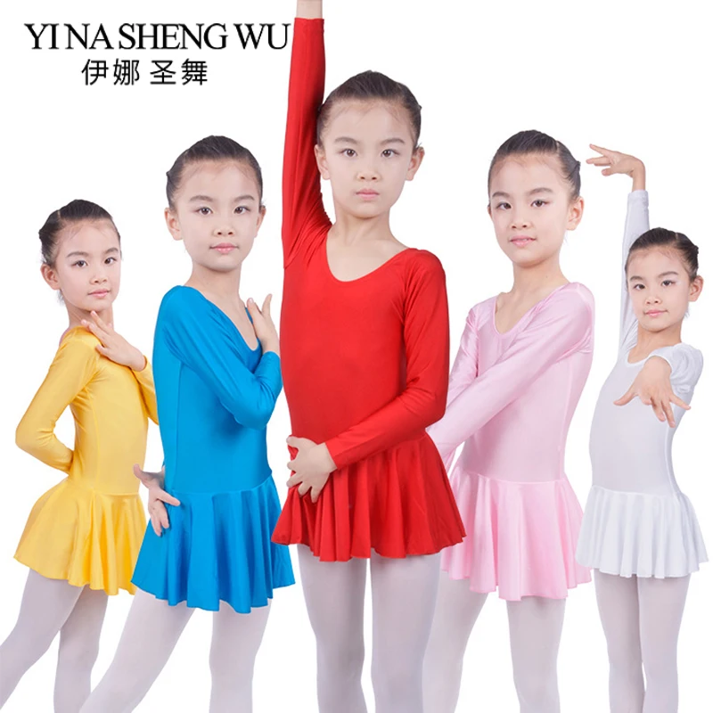 

1Pc Long Sleeve Spandex Gymnastics Leotard for Girls Ballet Dress Clothes Kids Dance Wear Latin Rumba Samba Dance Practice Dress