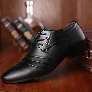 

Comfortable Nice Men'S Dress Shoes Pointed Toe Hard-Wearing & Shockproof Convenient Slip-on & Lace-up Men's Leather Shoes Male