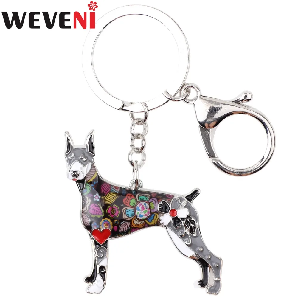 WEVENI, эмалированный сплав, собака добермана, брелок для ключей, брелок для ключей, сумка, брелок для ключей,, аксессуары для ключей, новая мода, ювелирное изделие для женщин