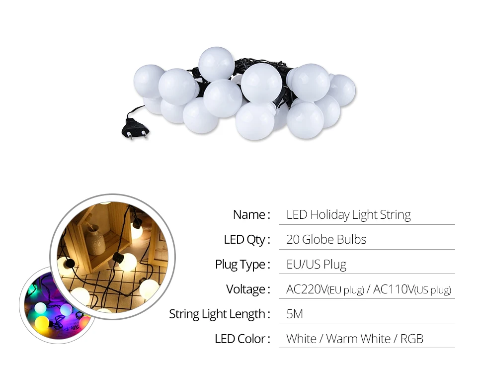 Connectable Vintage Festoon Ball LED String Lights Christmas Fairy Holiday Lights Decoration For Garden Outdoor Party Garland (2)