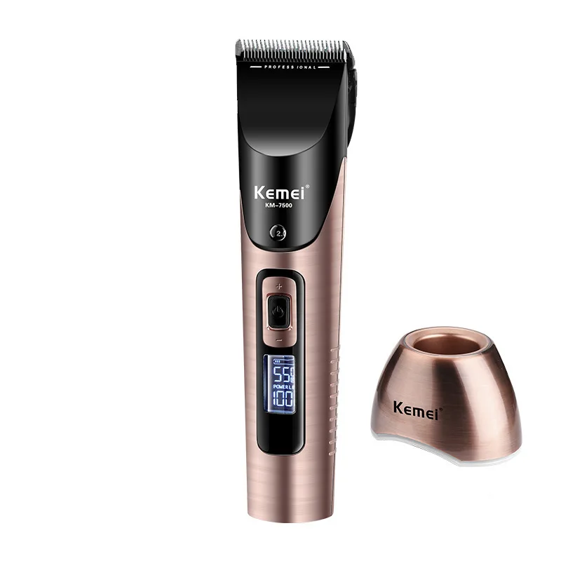 

Kemei Rechargeable Hair Beard Trimmer LCD Display Electric Professional Hair Clipper Carbon Steel Blade cordless Haircut Machine