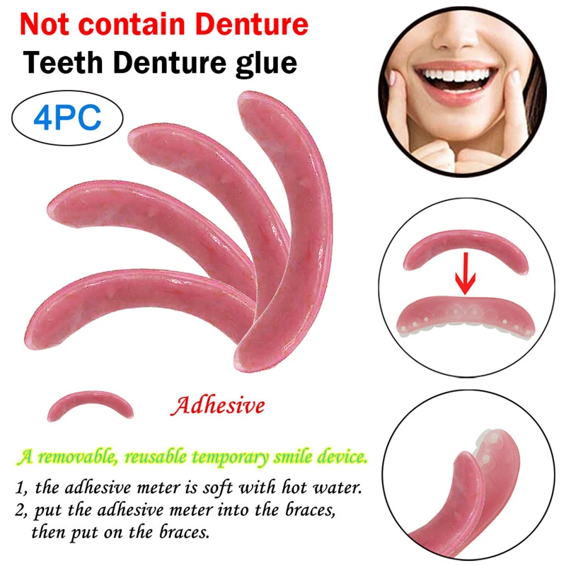 

1/2/4 PCS Temporary Smile Comfort Fit Cosmetic Teeth Denture Glue For Denture Pink Teeth Denture Adhesives Maquillajes Para Muje