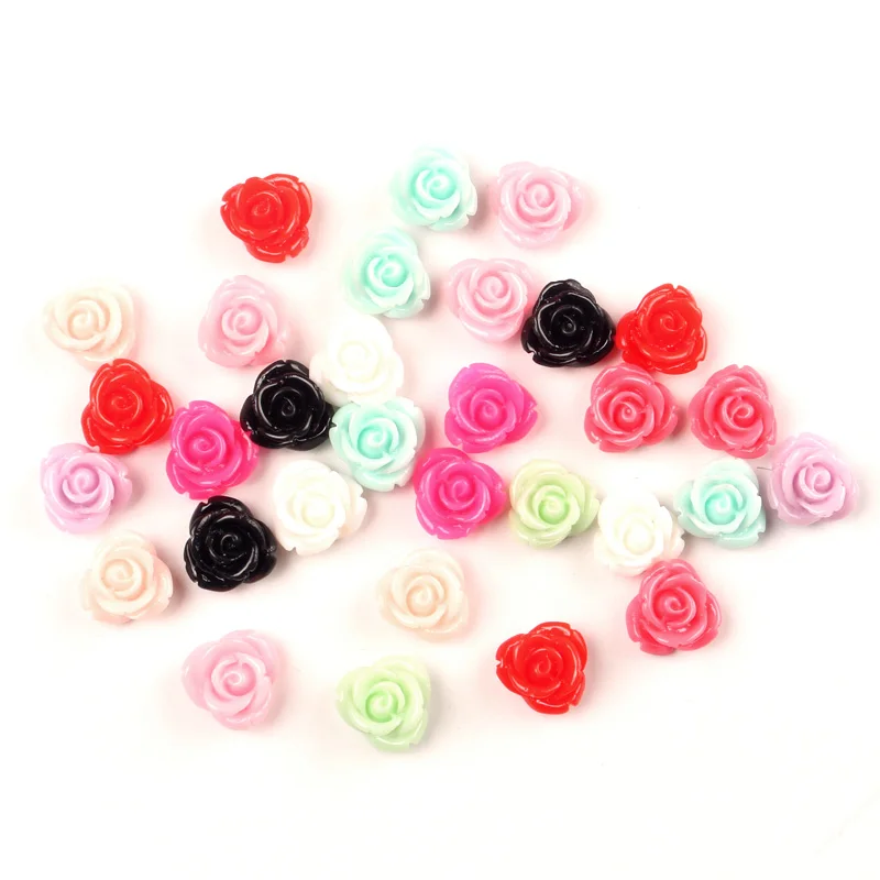 

LF 50Pcs Mixed Resin Flower Decoration Crafts Flatback Cabochon Embellishments For Scrapbooking Kawaii Cute Diy Accessories 12mm
