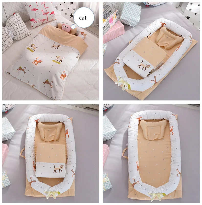 Детские переносная люлька кровать спальная кровать хлопок Infant Bebe гнездо дорожная кровать, пригодная для стирки новорожденных матрас детская колыбель детская кроватка