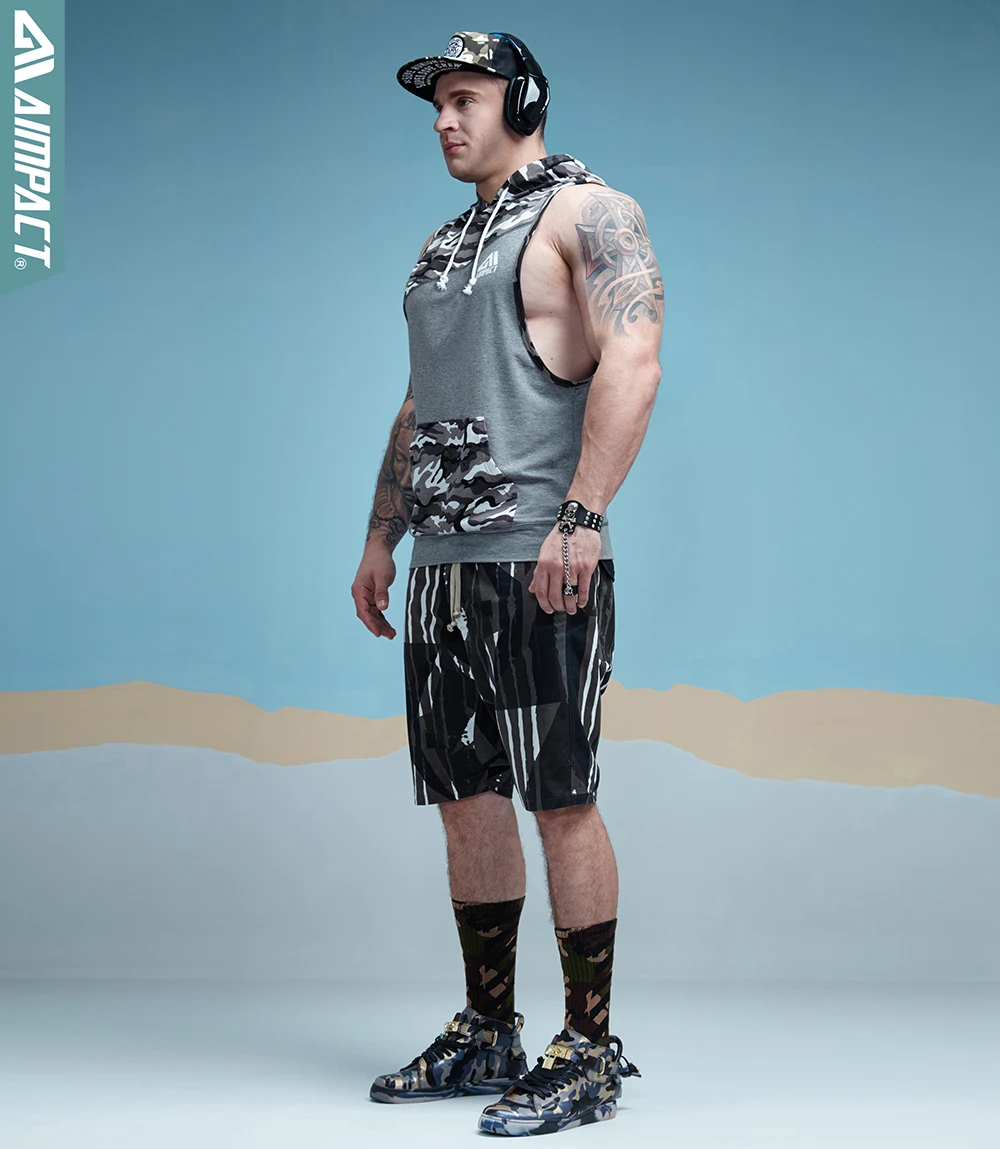 Aimpact Men Camo Tank Tops with Hoody Fitness Mens Bodybuilding Clothing Crossfit Workout Top Activewear Sleeveless Hoodies 2017 (2)