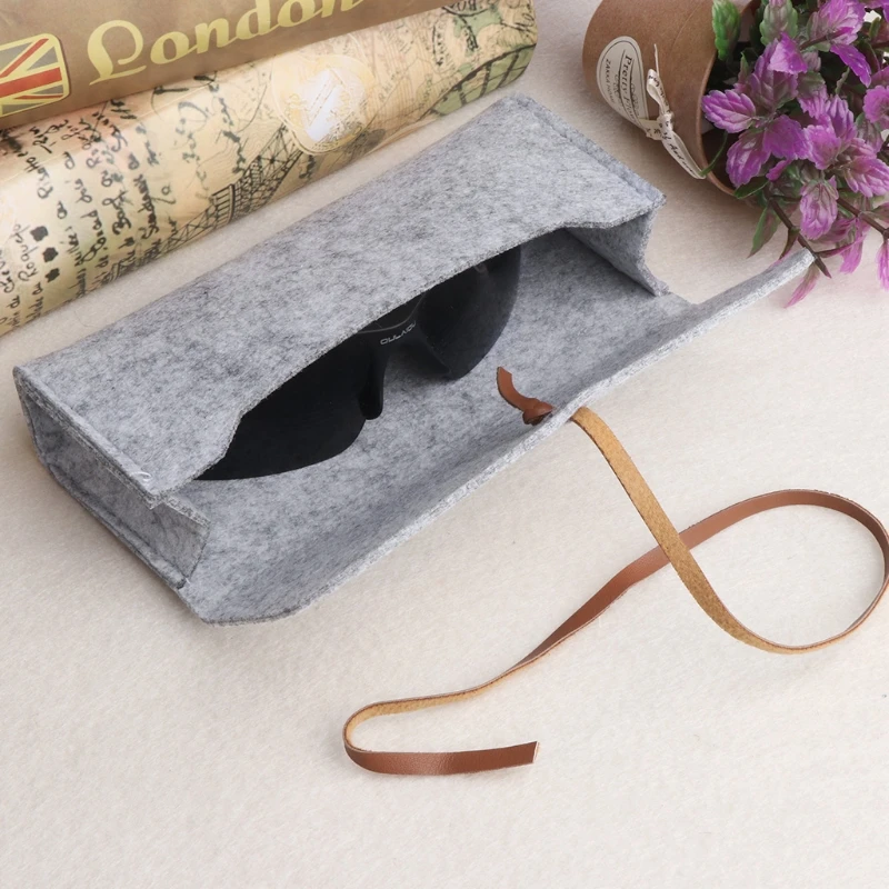 Felt Sunglasses Bags Cases Portable Soft Glasses Package Accessories Belt Closure
