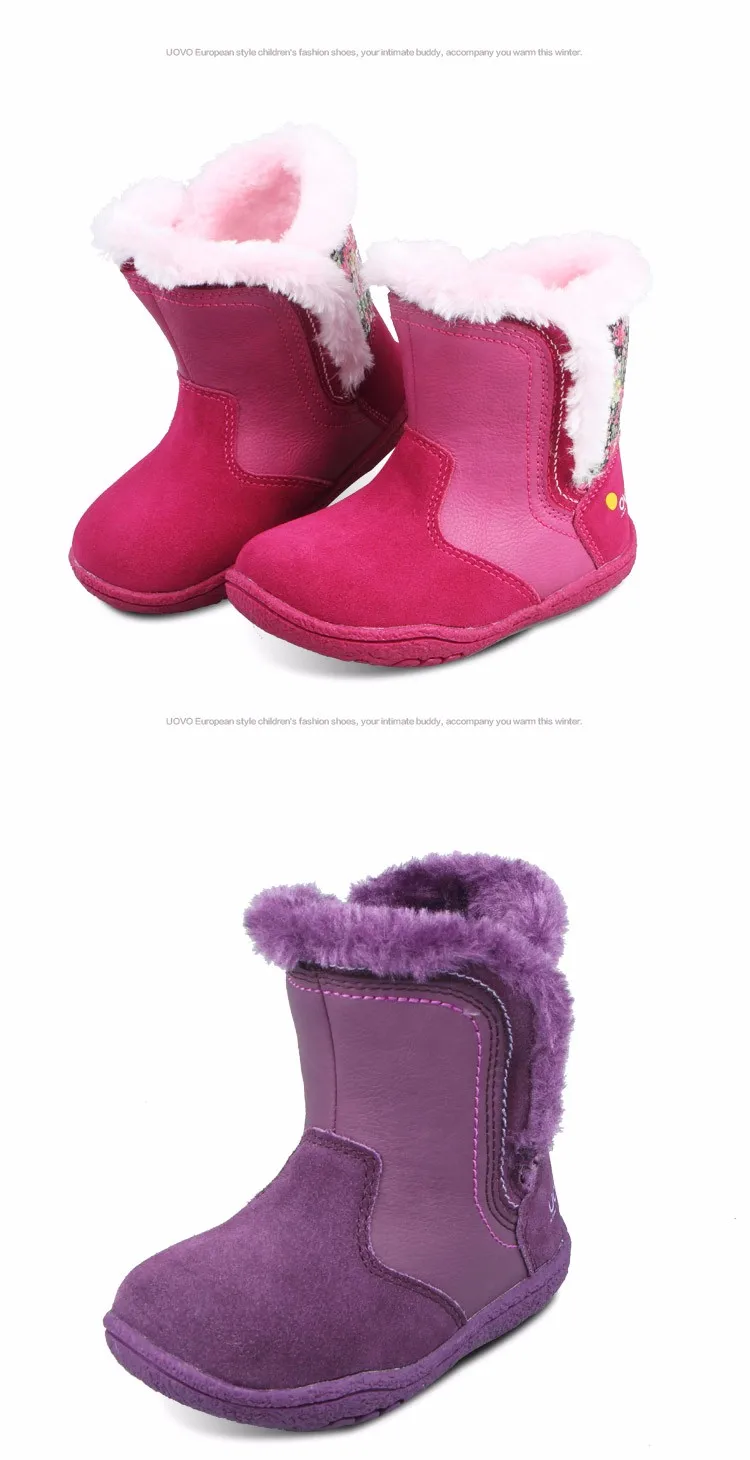 Uovo/короткие ботинки для маленьких девочек; мягкие легкие Теплые ботильоны с аппликацией; обувь из искусственной кожи и замши; зимние ботинки; Botas Ninas