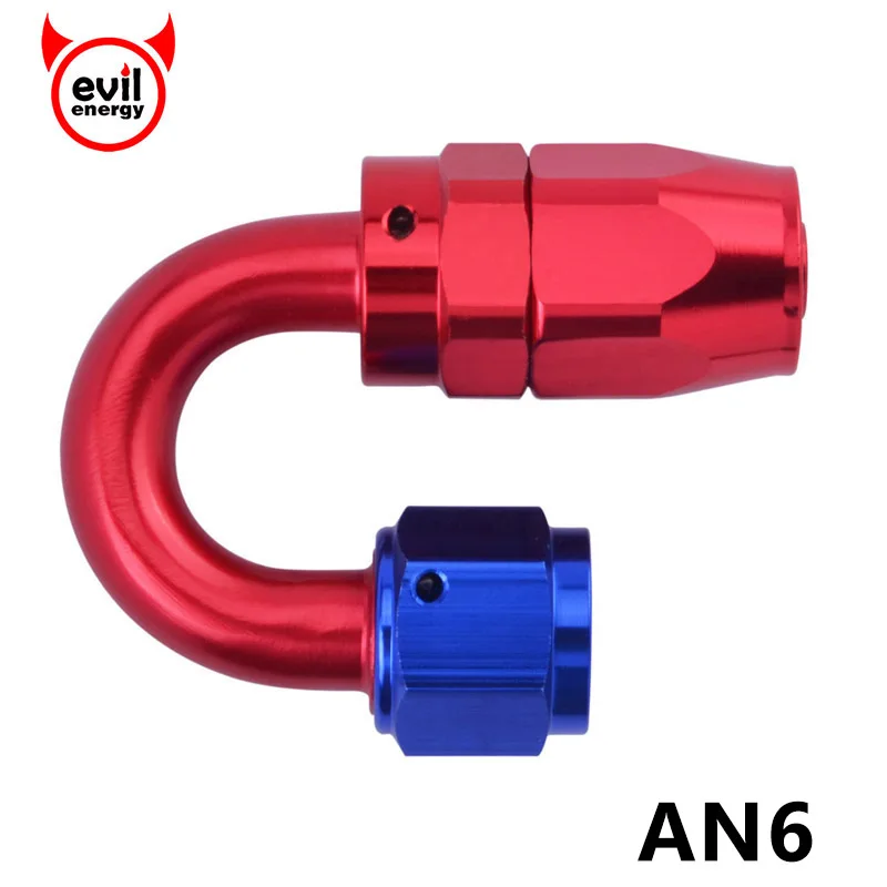 Evil Energy An6 Oil Fuel Swivel Reusable Fittings Oil Cooler Hose End Aluminium 180degree Swivel