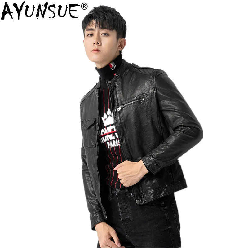 AYUNSUE Genuine Leather Jacket Autumn Winter Jacket Men Sheepskin Coat Streetwear Mens Jackets and Coats JBY1808 MY1231