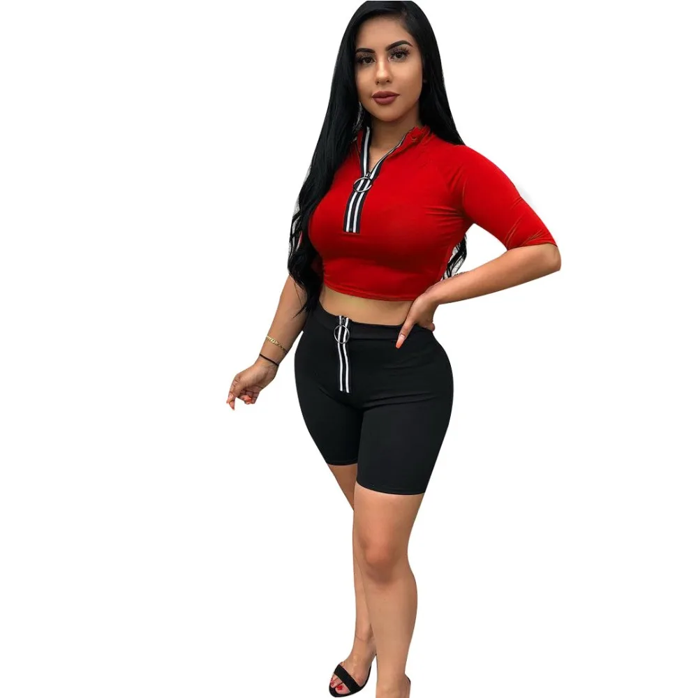 

2pcs Women Sets Reflective Strip Zipper Crop Tops And Elastic Bodycon Pants Outfits Casual 2 Piece Outwear