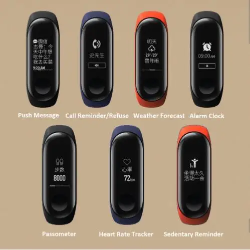 В наличии Xiaomi Mi Band 3 Miband фитнес трекер монитор сердечного ритма 0 78 ''OLED дисплей