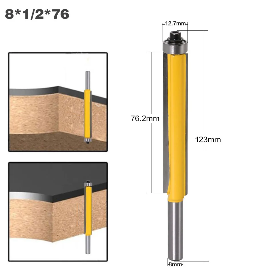 3 шт. 8 мм хвостовик заподлицо фрезы с подшипником для дерева шаблон бит карбида вольфрама фрезы для дерева 02017