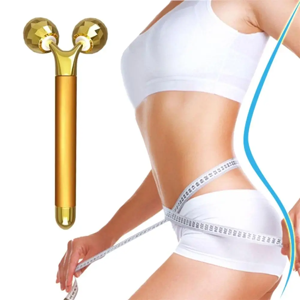 

Y Shape Face Slimming Massage Stick 24K Golden Beauty Bar Electric Roller Massage Stick Face Skin Care Tools