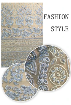 

pretty beaded african french net fabric for bridal dress top sale L-52914 embroidery lace mesh for fashion dress