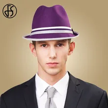 FS винтажная фиолетовая шляпа шерстяной фетр с широкими полями мужские шляпы Федора и трибли оранжевые мужские осенние зимние джентльменские джазовые кепки