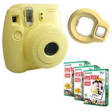 Fujifilm Instax Mini 8 мгновенная камера-желтый+ Fuji белый край 50 пленка+ объектив крупным планом-желтый