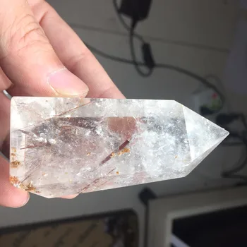 

100g Helaing Rutialted Quartz Single Point Crystal Wand Home Decoration Accessories HD127