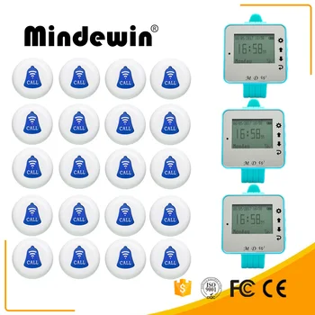 

MindewinCall TransmitterMulti-function Button And 3 Watch Receiver Restaurant Pager Wireless Calling System Catering Equipment