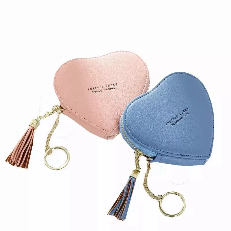 

2018 New fashion design love wallets women wallets small cute cartoon kawaii card holder key chain money bags for girls ladie