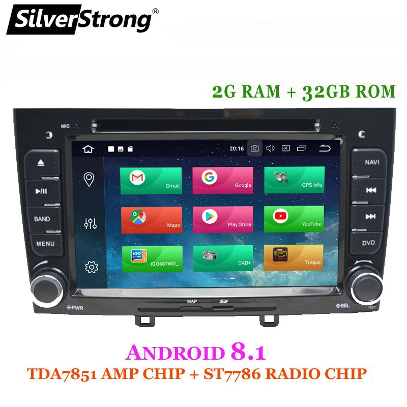 SilverStrong Android9.0 автомобильный DVD для PEUGEOT 308 408 автомобильный Радио gps Android два Din 32GB емкость 2GB ram серый черный - Цвет: 408 308 Black