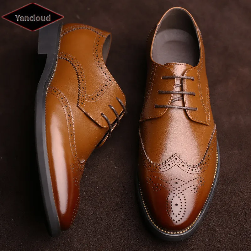 New 2019 Breathable Vintage Hollow Dress Shoes Mens Cow split Leather ...