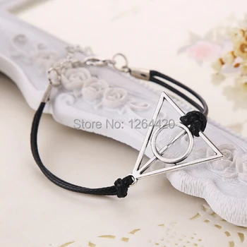 

Movie Harry Deathly Hallows Bracelet Triangle Bracelets Fashion Hand-knitted Bracelet For Women&Men 20pcs/lot