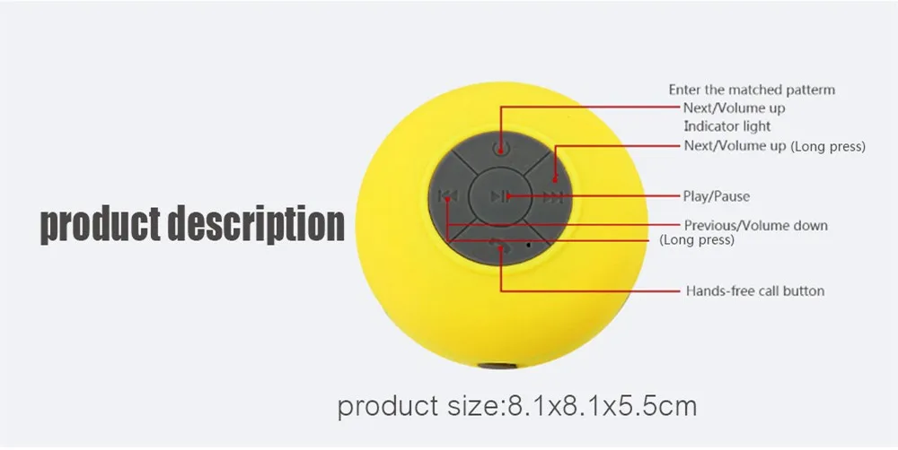 Мини Bluetooth динамик Портативный Водонепроницаемый Беспроводной Громкая Связь Динамик s, для душа, ванной комнаты, бассейна, автомобиля, пляжа и Outdo