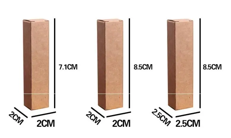 100 шт./лот бальзам для губ трубки упаковочная картонная коробка, губная помада трубки DIY 3 размер(20x20x71 мм 20x20x85 мм 28x28x85 мм