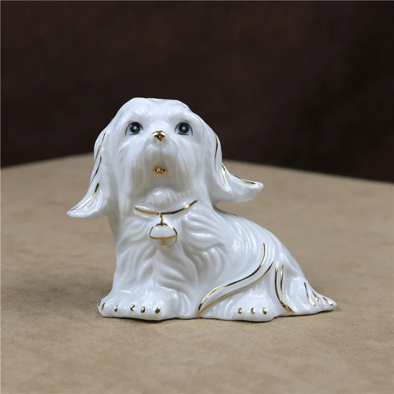 Керамическая миниатюрная фарфоровая собачья фигурка Shih Tzu собачки лапши